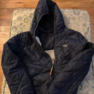 LL Bean Navy/Sherpa Jacket L 14-16, Good condition